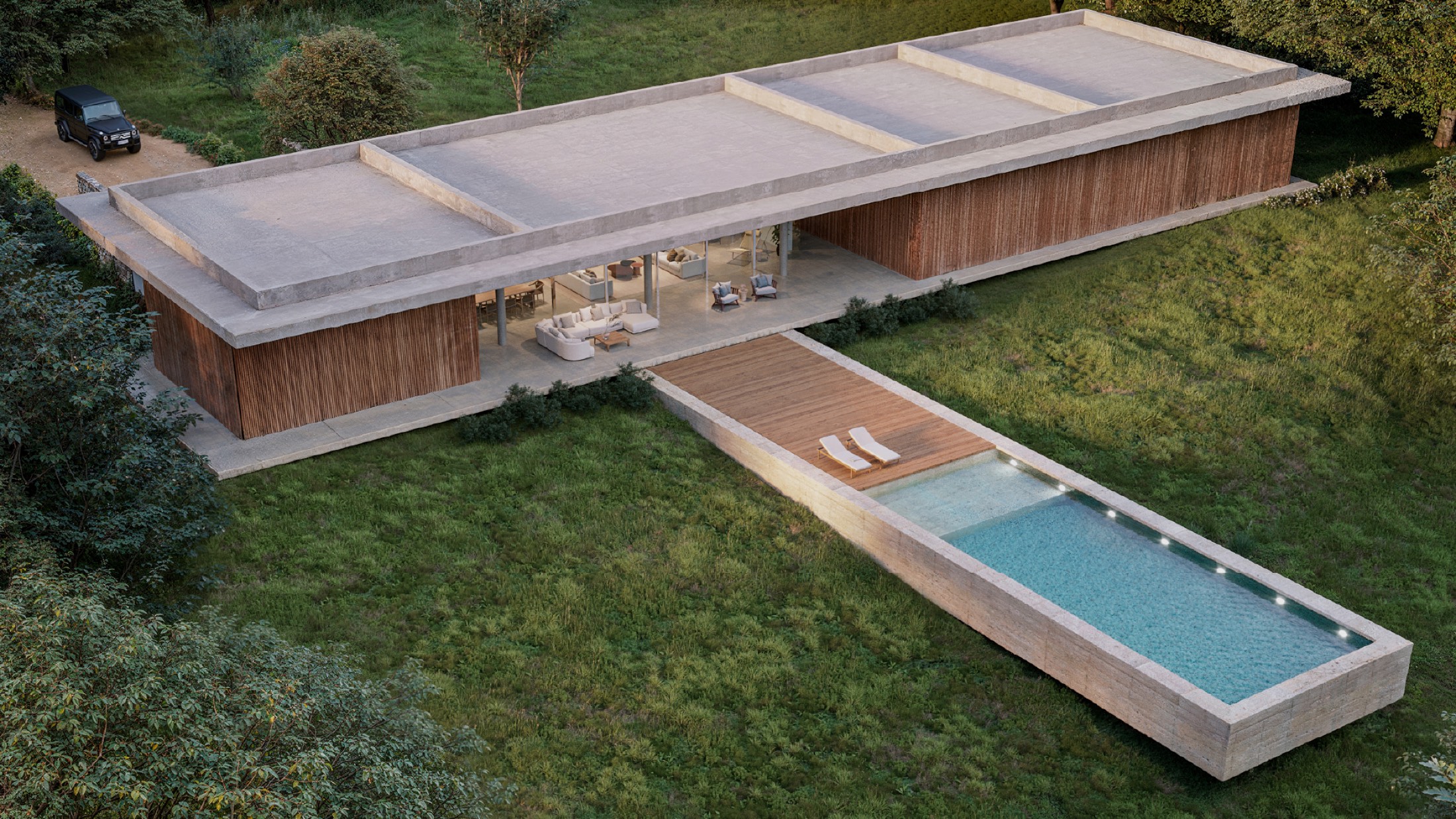 Piscina sobre la ladera